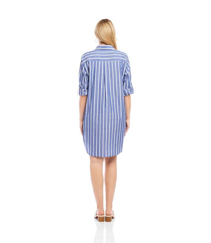 Roll Tab Stripe Shirtdress