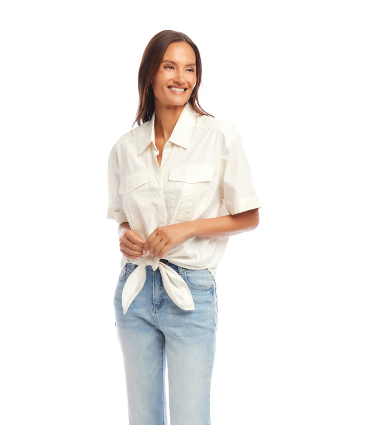 Short Sleeve Tie-Front Top