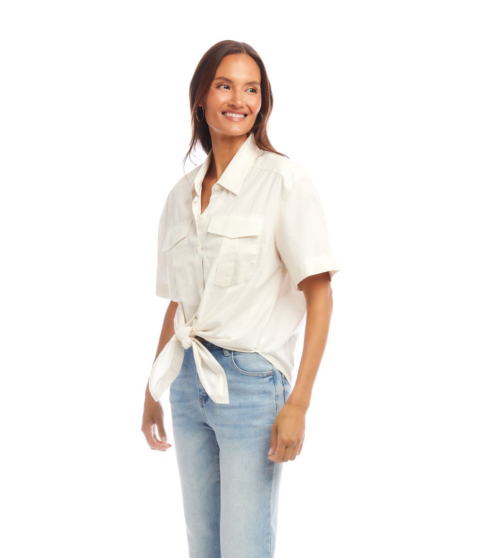 Short Sleeve Tie-Front Top