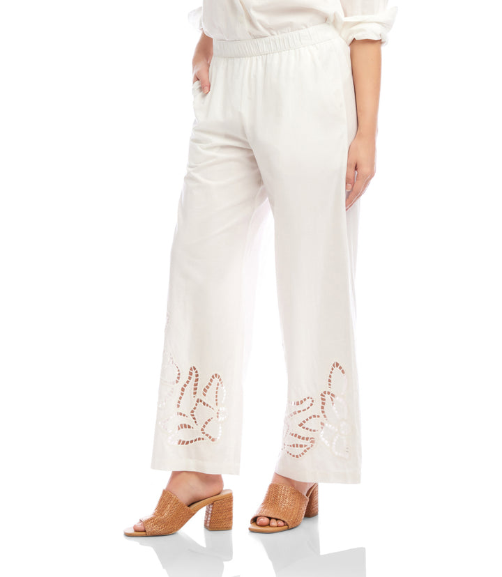Cutout Embroidery Pants