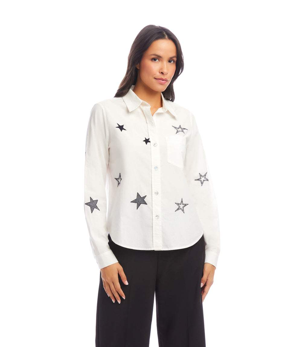 Long Sleeve Embroidered Star Shirt