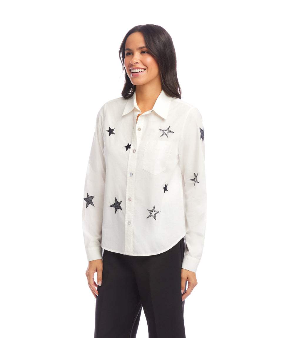 Long Sleeve Embroidered Star Shirt
