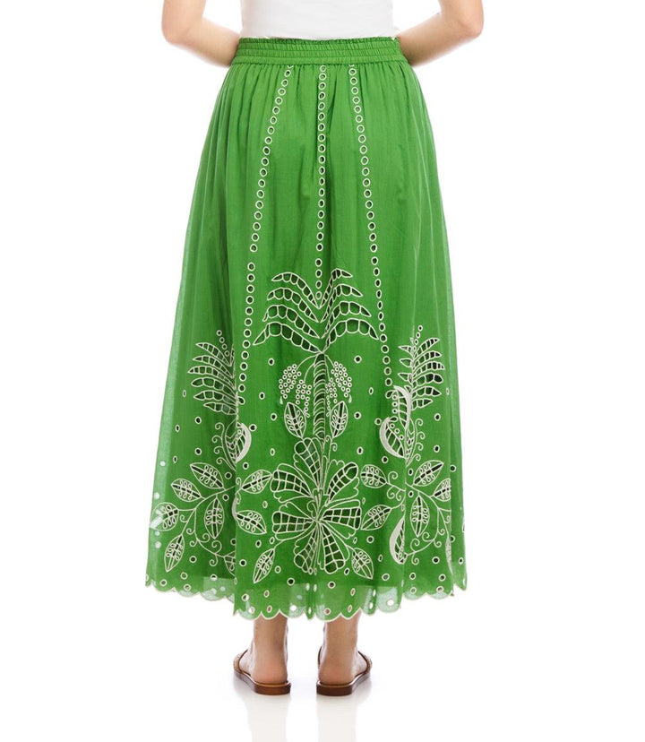 Cutout Embroidery Midi Skirt