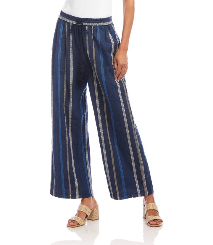 Petite Size Embroidered Cropped Drawstring Pants