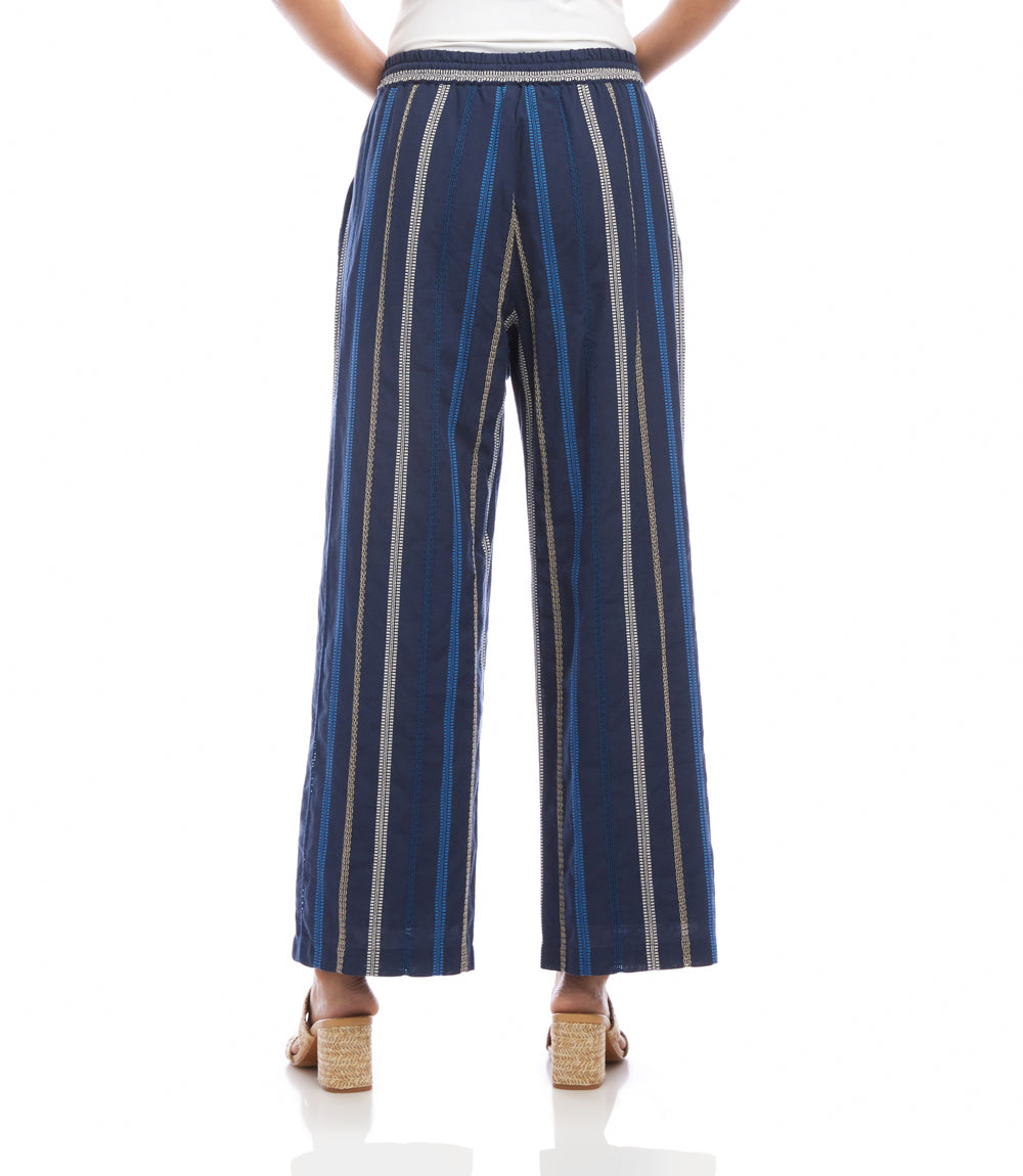 Embroidered Cropped Drawstring Pants