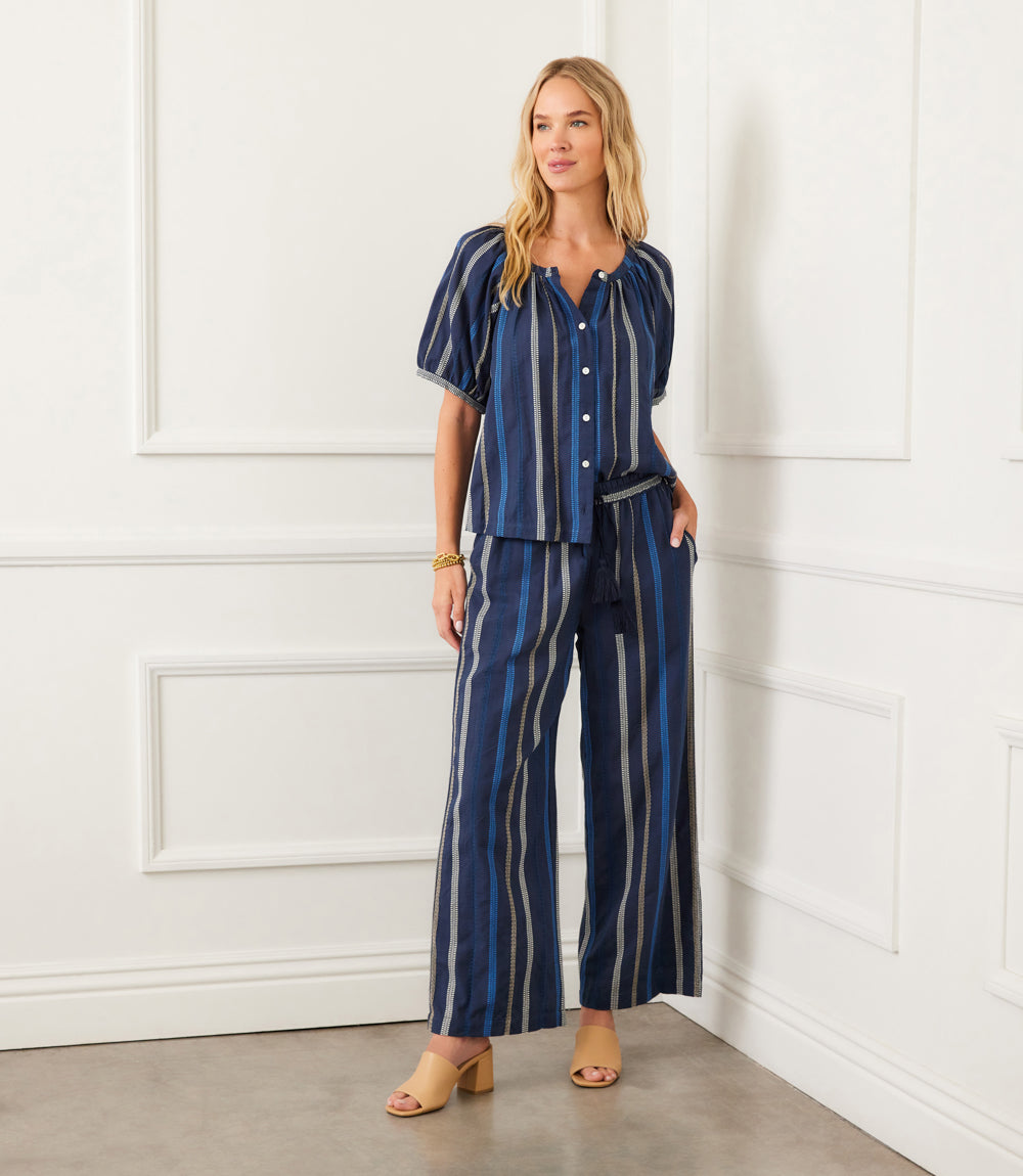 Embroidered Cropped Drawstring Pants