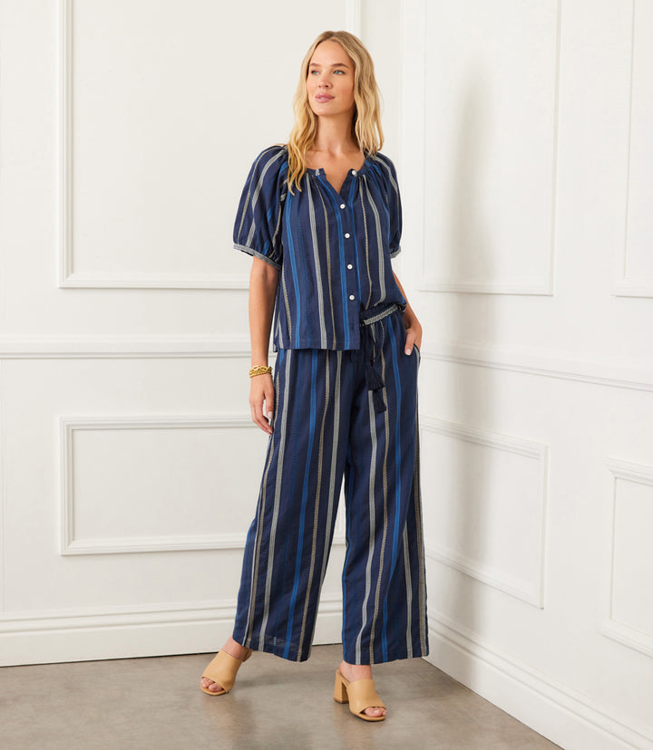 Embroidered Cropped Drawstring Pants