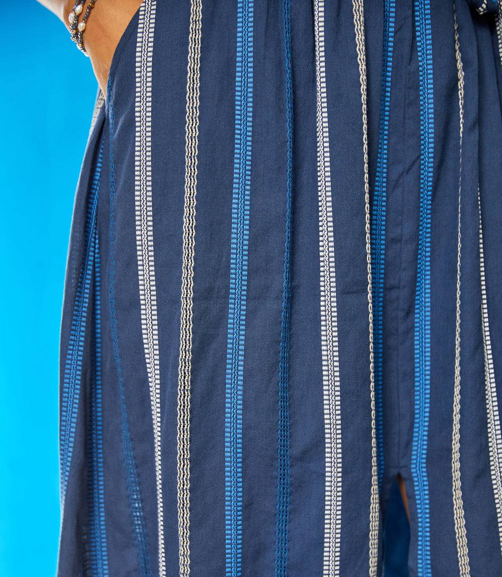 Embroidered Cuffed Sleeve Midi Dress