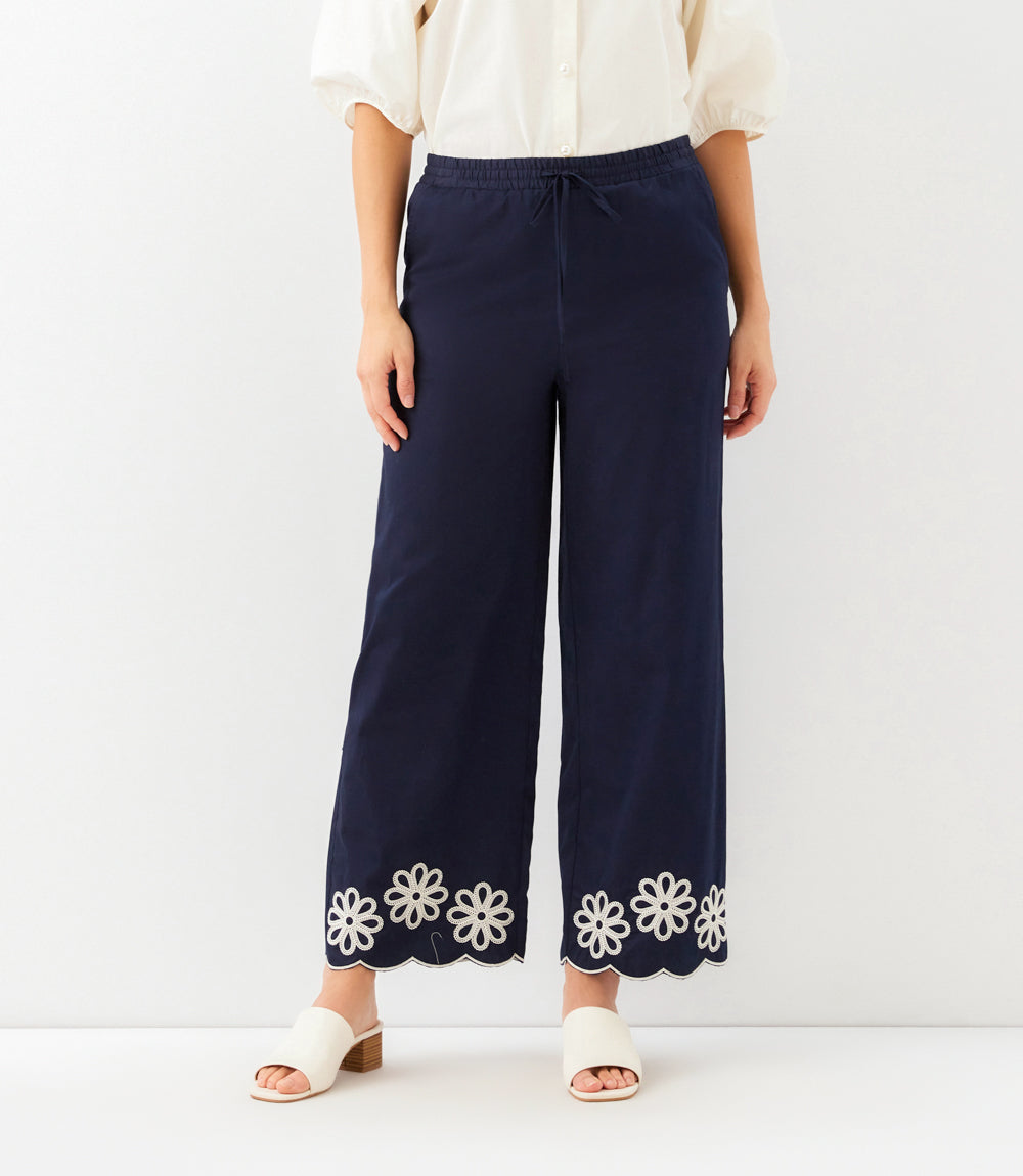 Petite Size Scallop Drawstring Pants