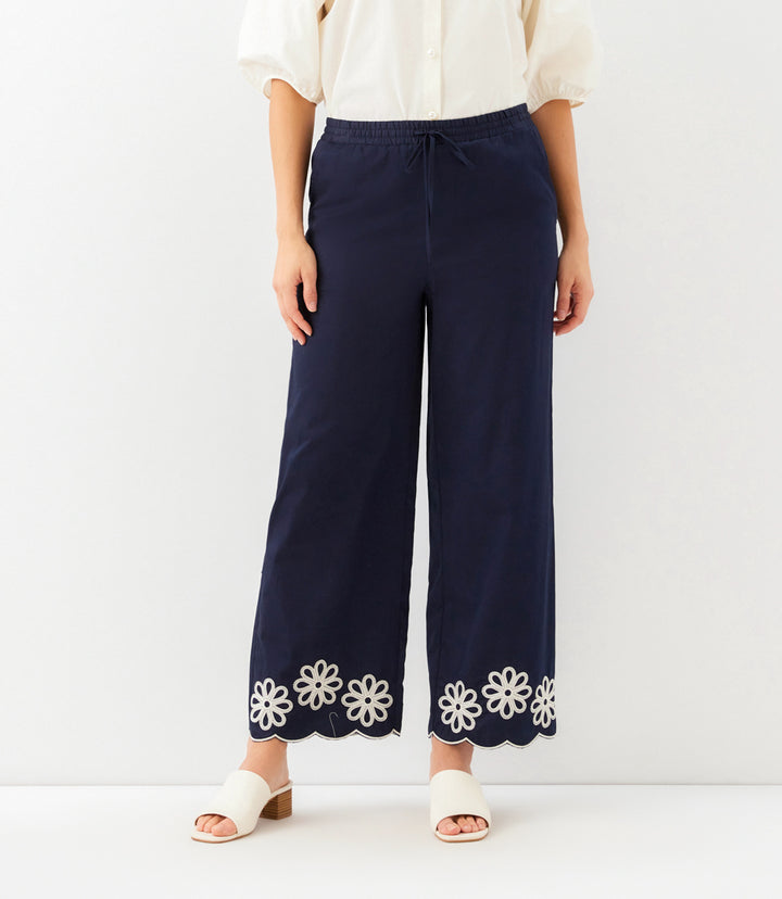 Petite Size Scallop Drawstring Pants