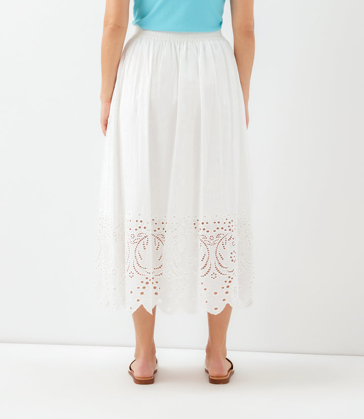 Petite Size Cut-Out Embroidery Midi Skirt