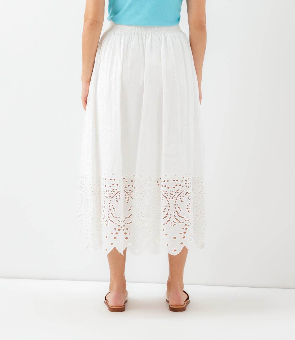 Cut-Out Embroidery Midi Skirt - Elegant, Flowing & Feminine Style