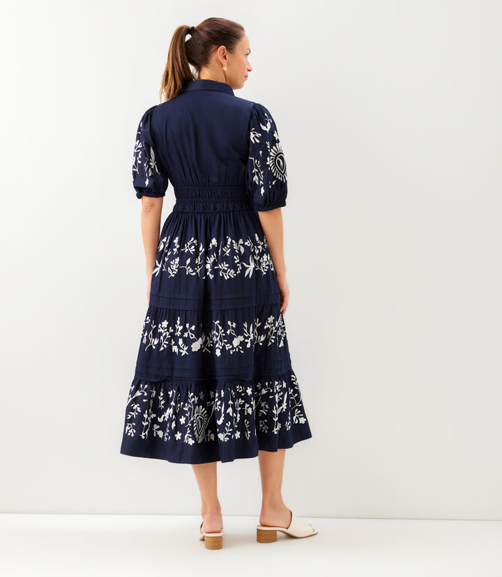 Puff Sleeve Embroidered Dress