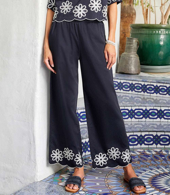 Petite Size Scallop Drawstring Pants