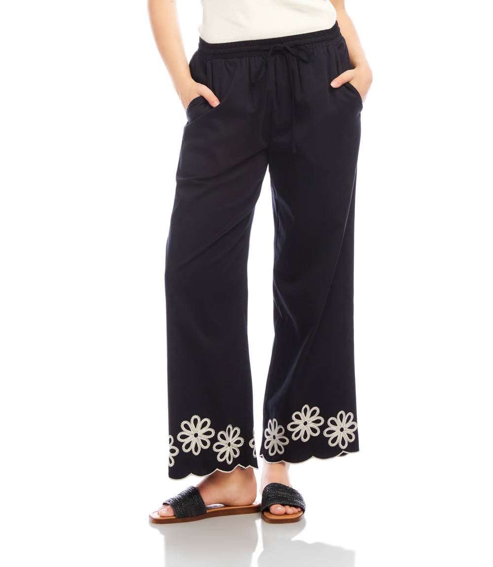 Petite Size Scallop Drawstring Pants