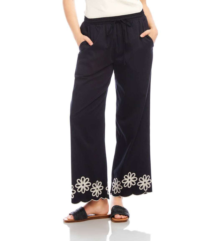 Petite Size Scallop Drawstring Pants