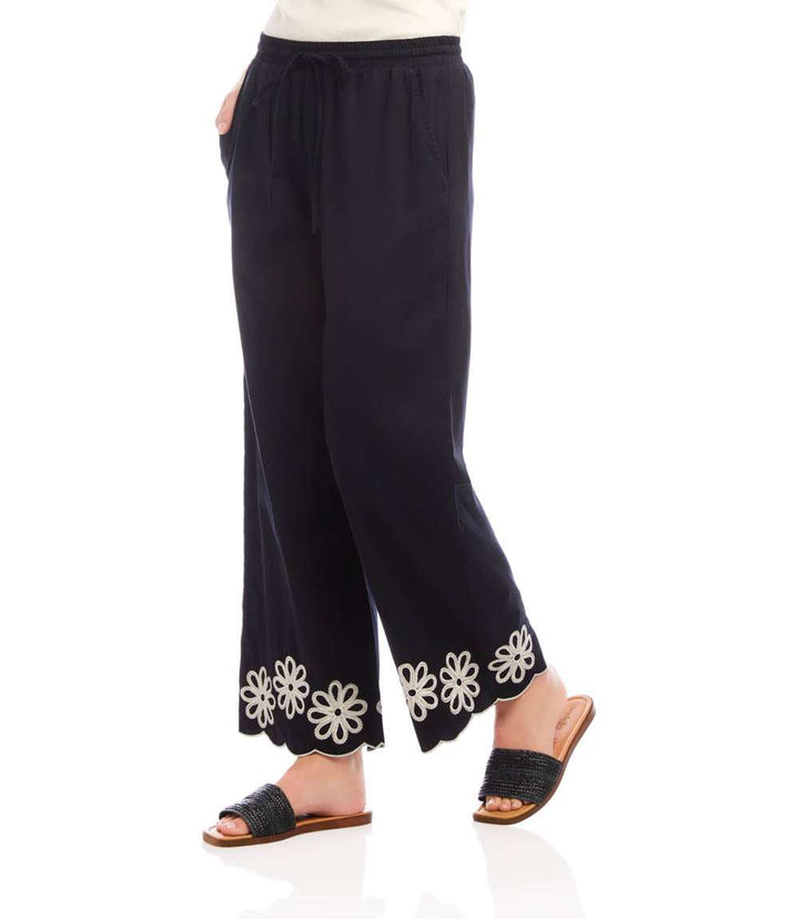 Petite Size Scallop Drawstring Pants