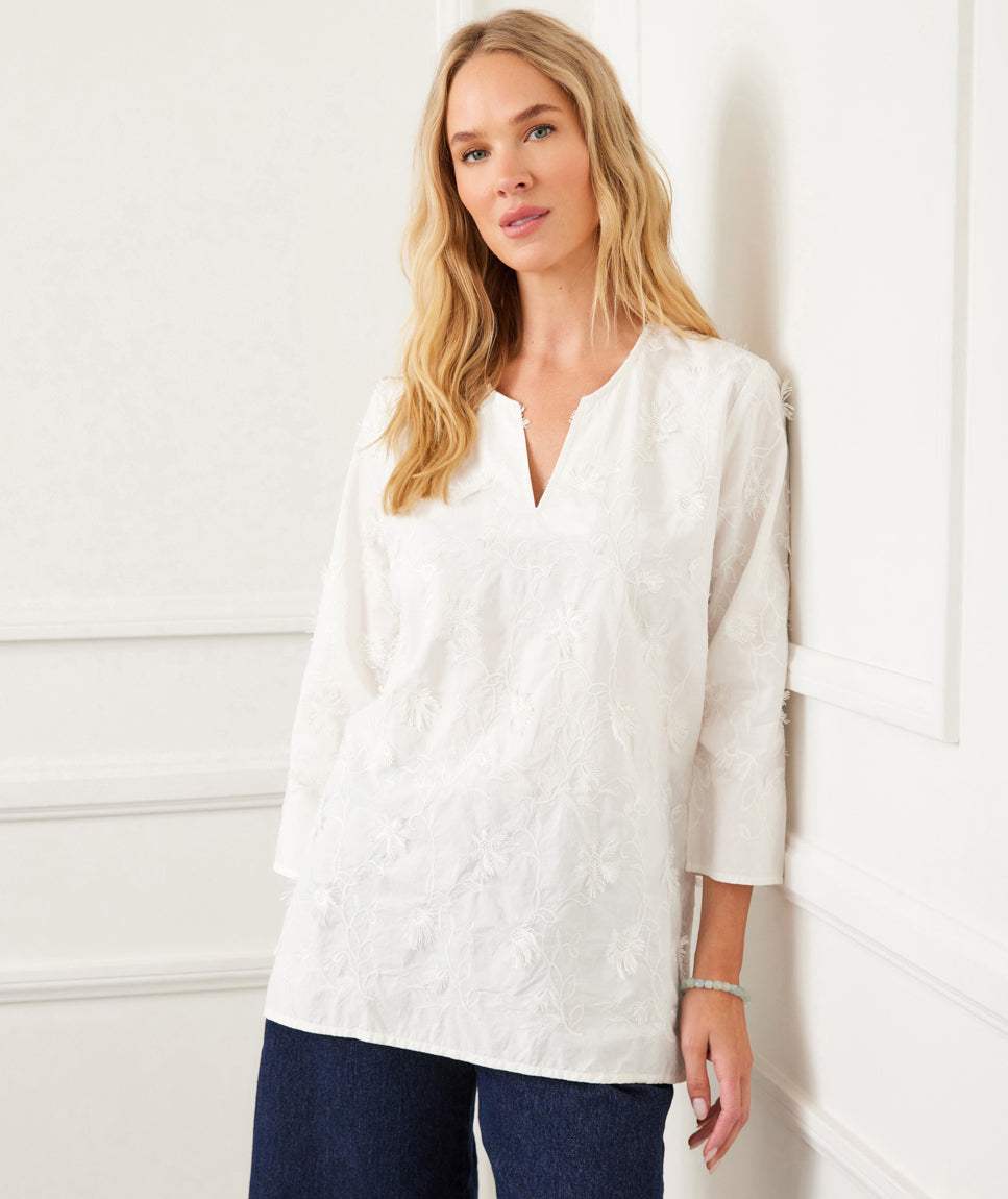 3/4 Sleeve Embroidered Tunic