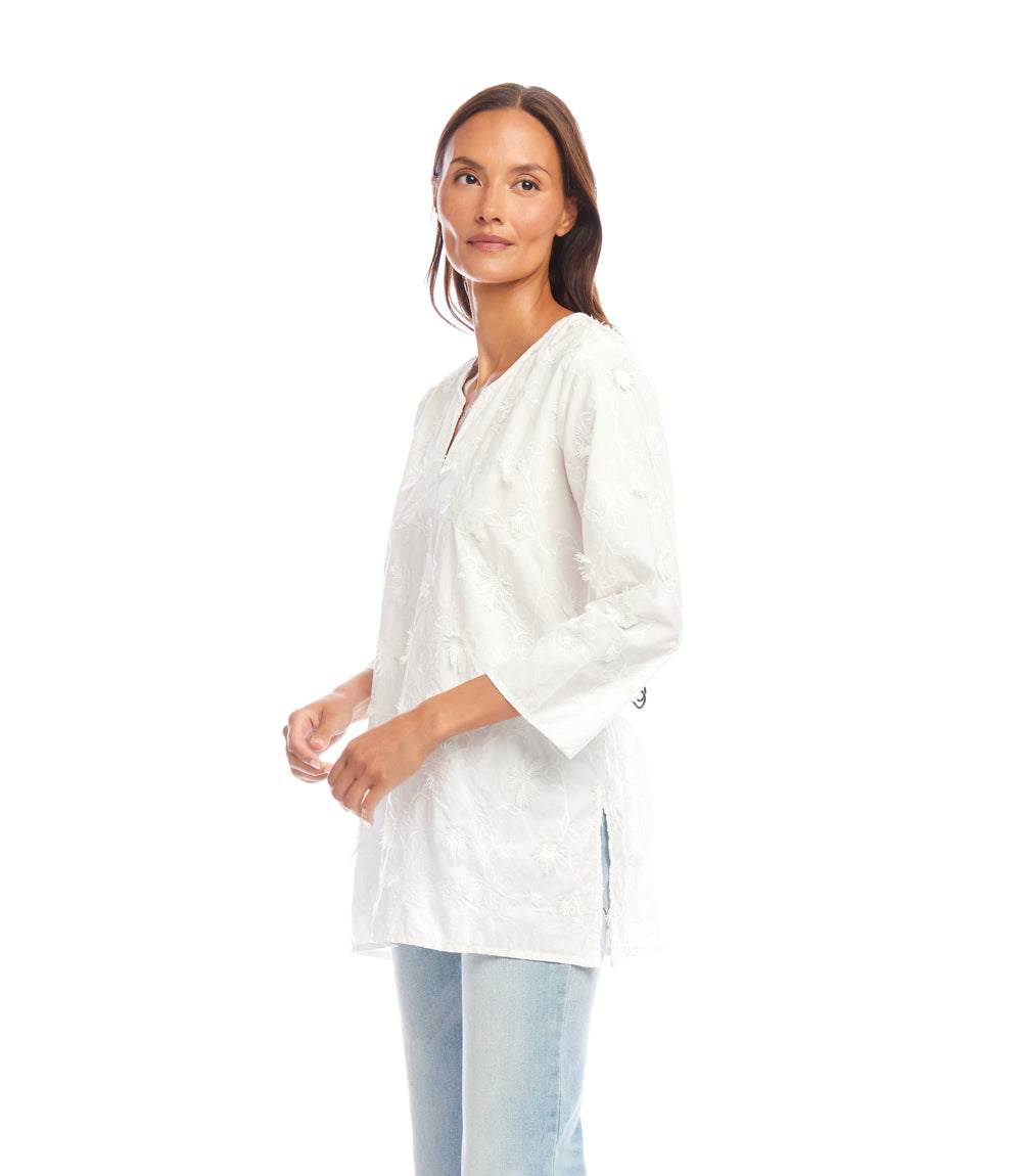 3/4 Sleeve Embroidered Tunic