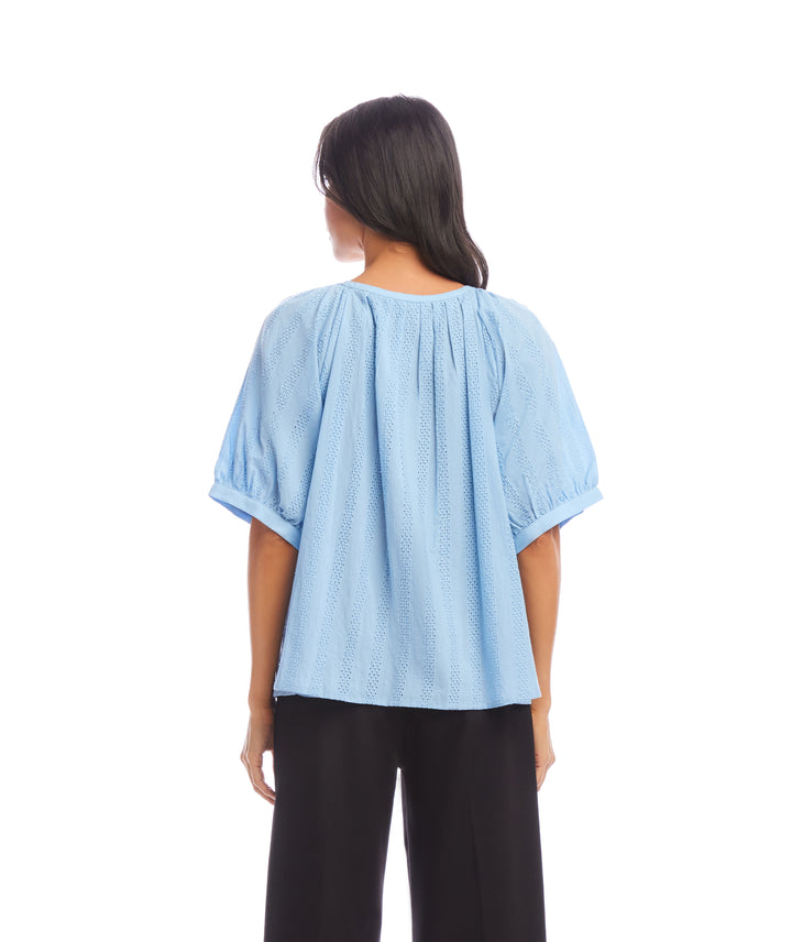 Short Sleeve Embroidered Peasant Top