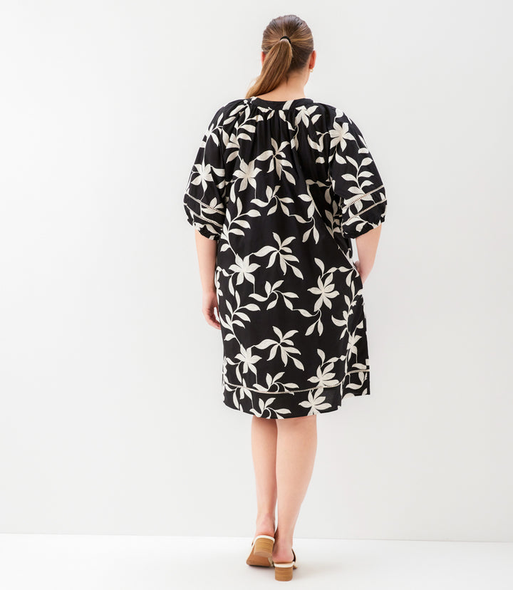 Plus Size Puff Sleeve Tassel Dress