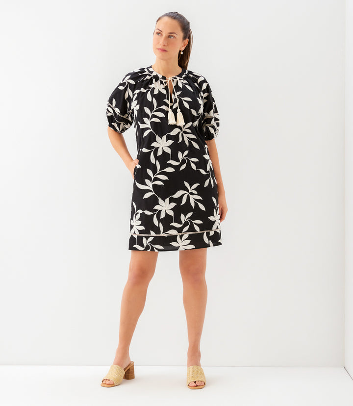 Petite Size Puff Sleeve Tassel Dress