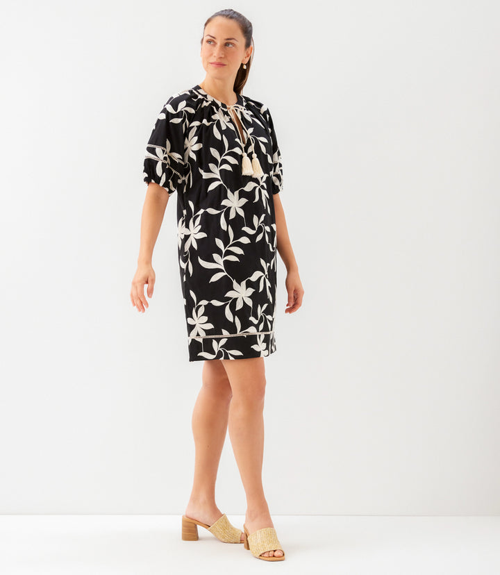 Petite Size Puff Sleeve Tassel Dress