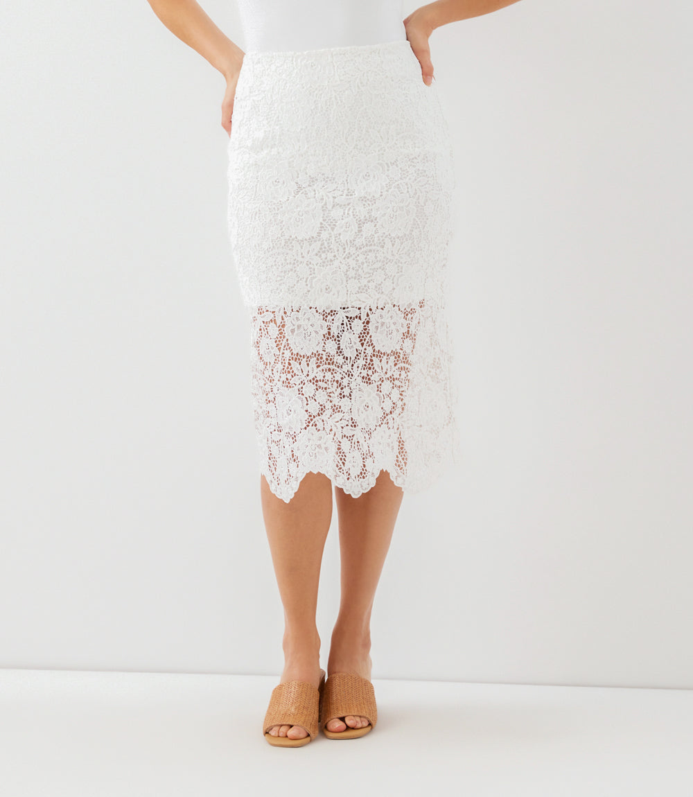 Lace Midi Pencil Skirt