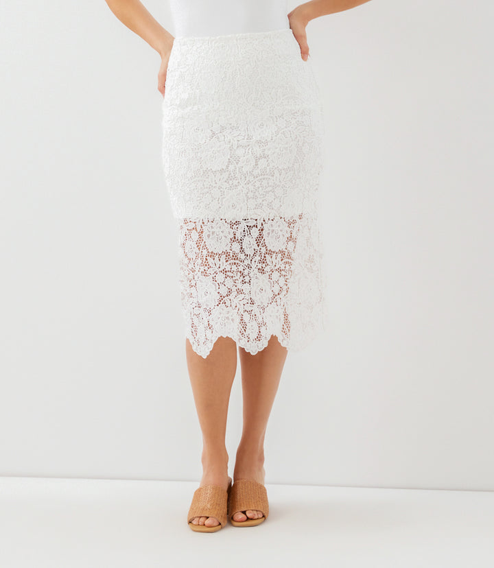 Lace Midi Pencil Skirt