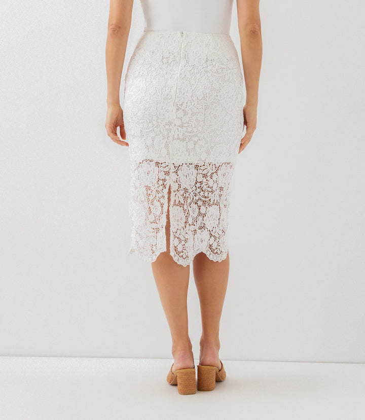Lace Midi Pencil Skirt