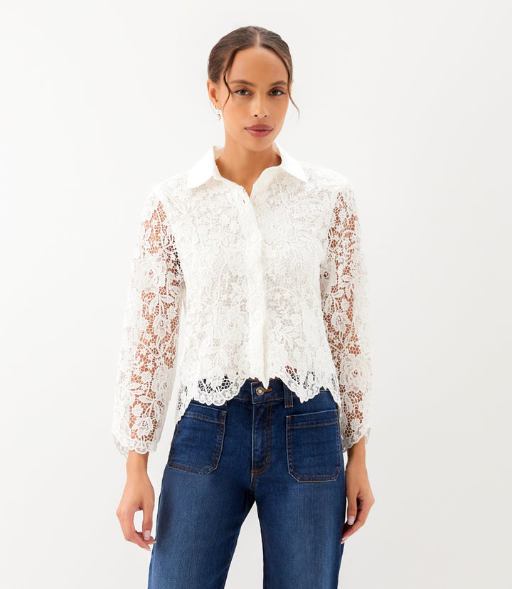 Lace Button Down Soft Jacket
