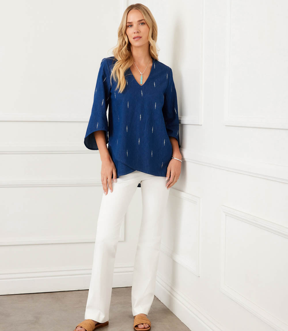 Bracelet Sleeve Embellished Asymmetric Top