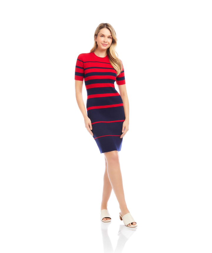 Stripe Ribbed Sweater Dress