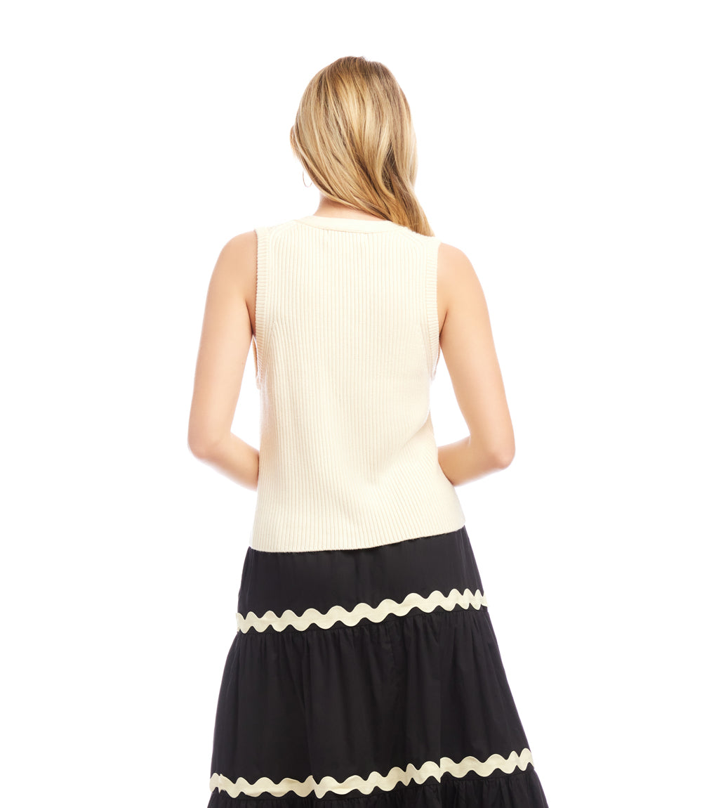 Ribbed Button Sweater Vest