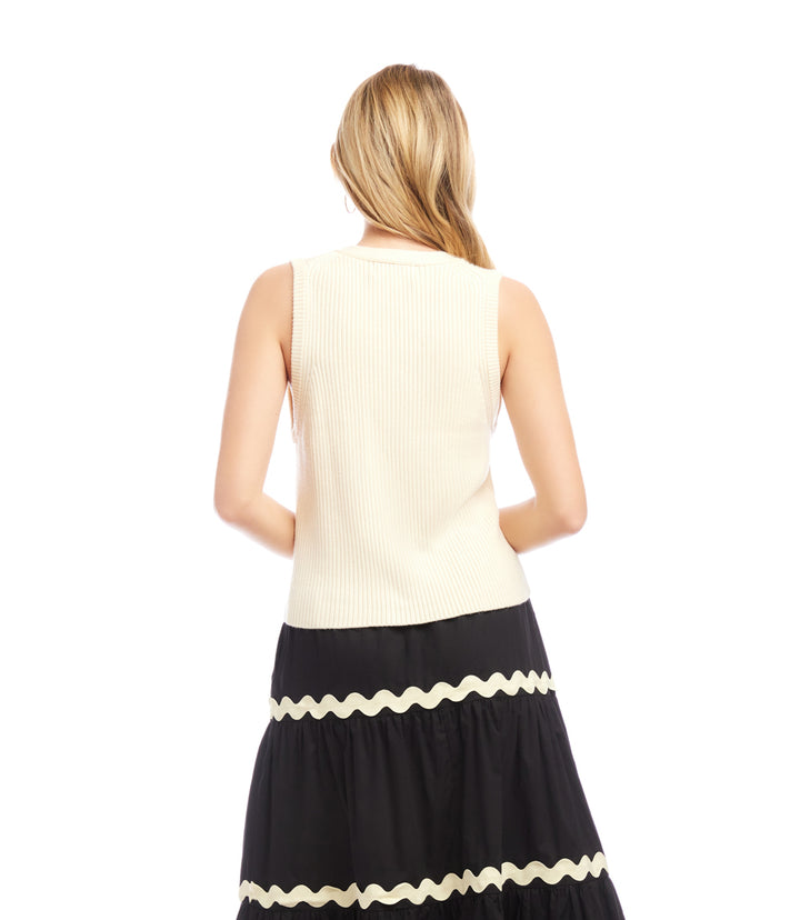 Ribbed Button Sweater Vest