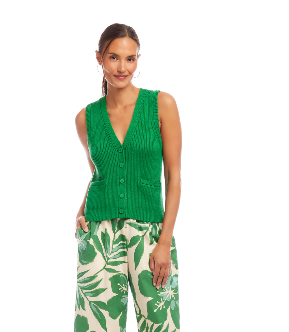 Ribbed Button Sweater Vest