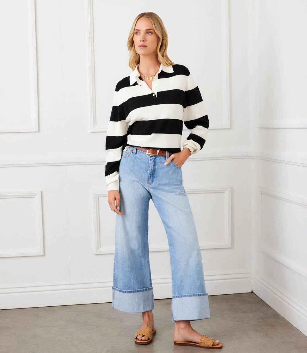 Game Day Collared Stripe Sweater