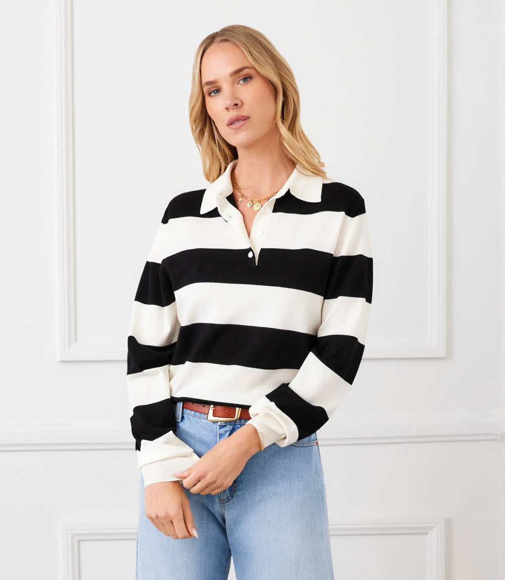 Game Day Collared Stripe Sweater