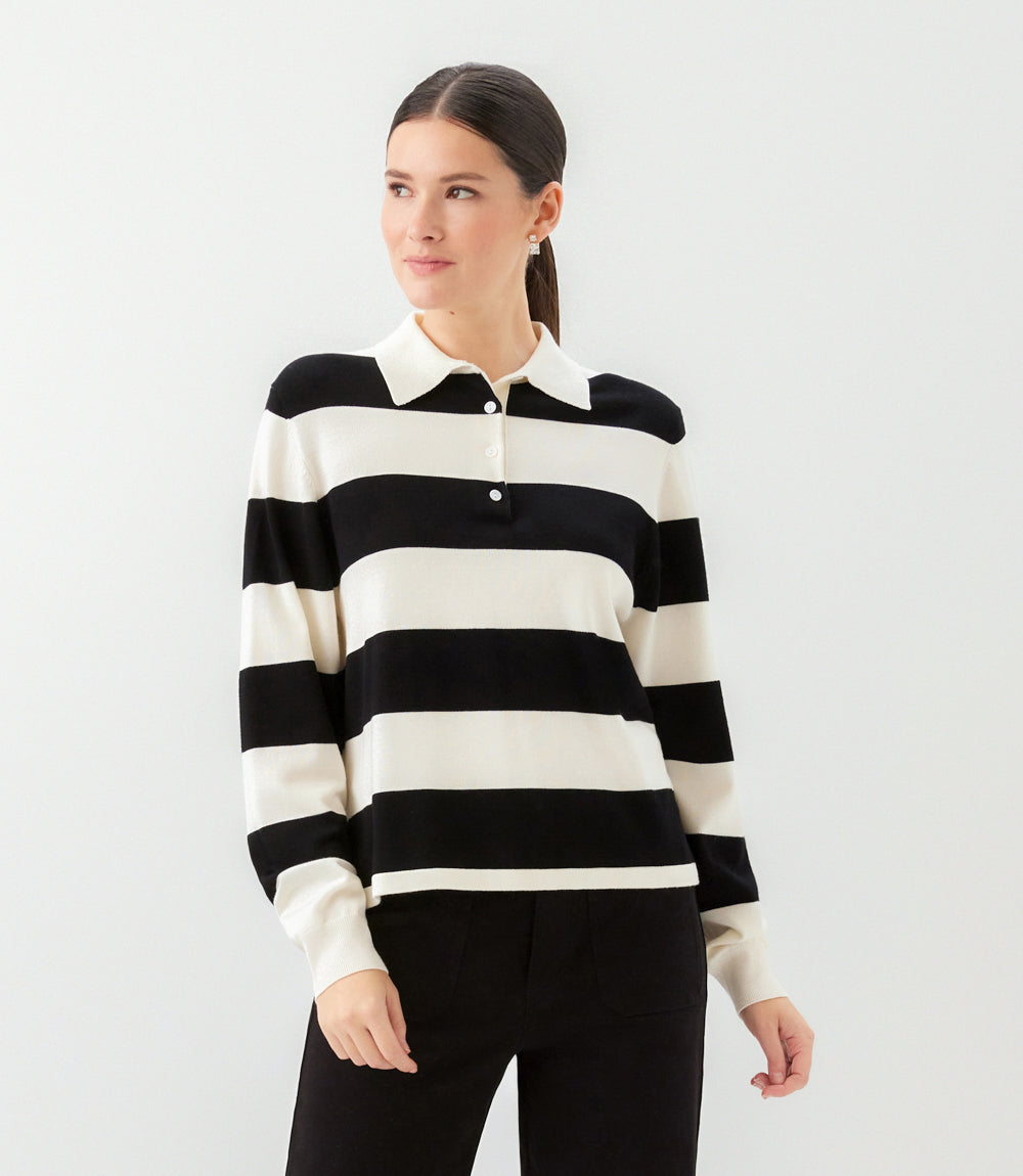 Game Day Collared Stripe Sweater