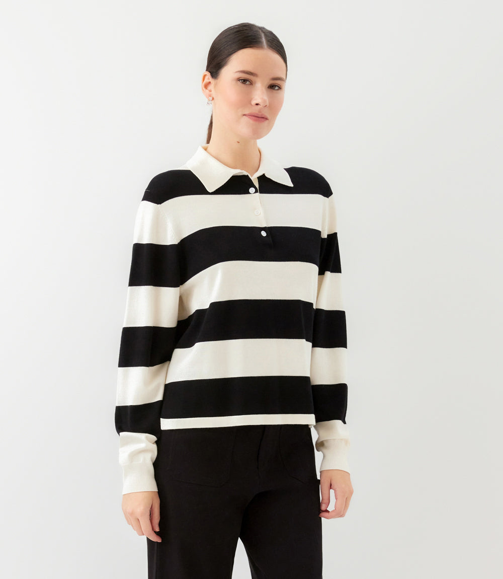 Game Day Collared Stripe Sweater