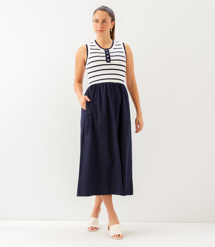 Stripe Mixed Media Dress