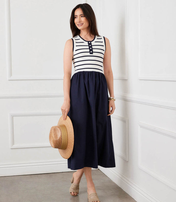Stripe Mixed Media Dress