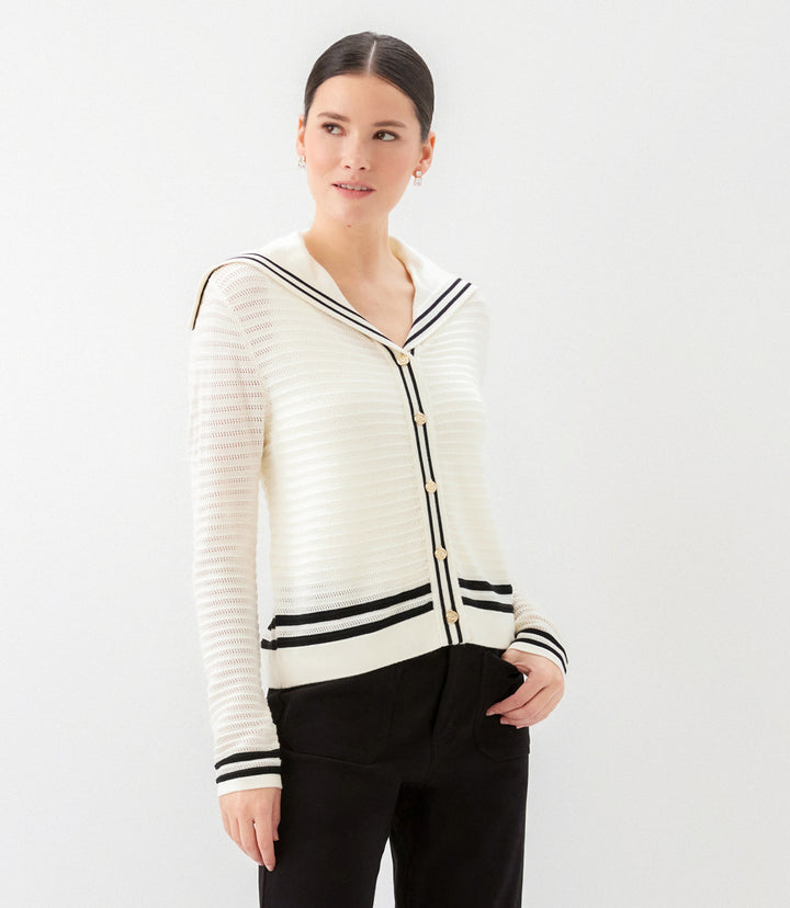 Stripe Sailor Collar Cardigan Sweater