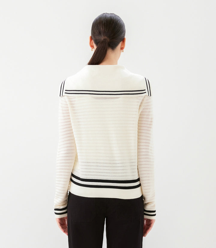 Stripe Sailor Collar Cardigan Sweater