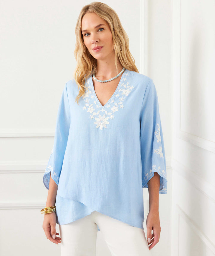 Bracelet Sleeve Embroidered Asymmetric Top
