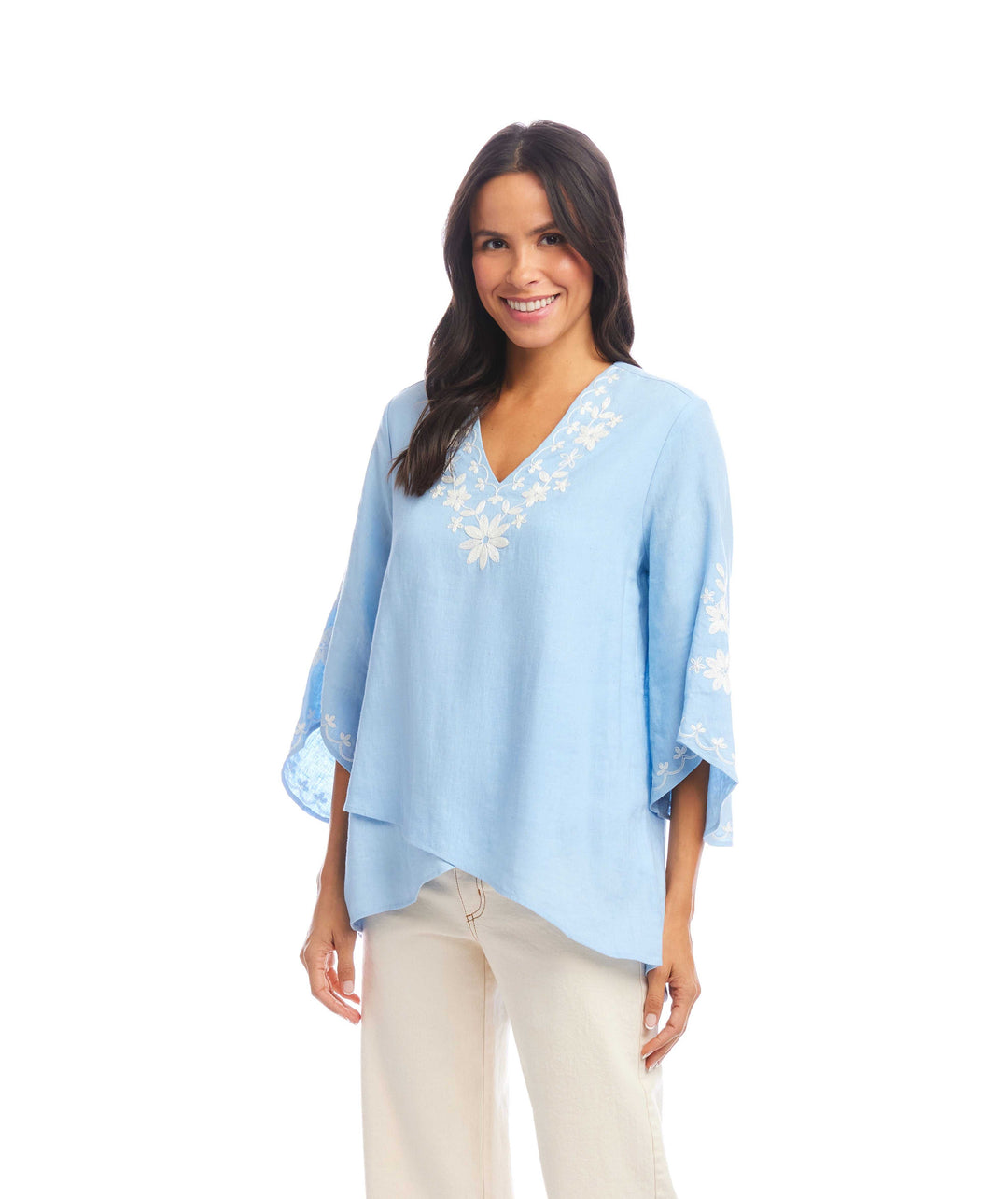 Bracelet Sleeve Embroidered Asymmetric Top