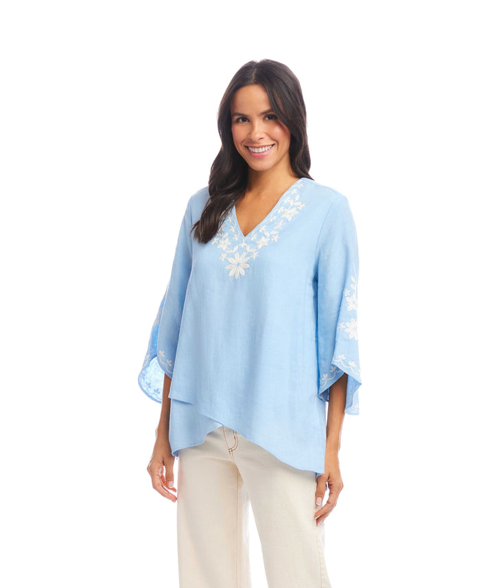 Bracelet Sleeve Embroidered Asymmetric Top