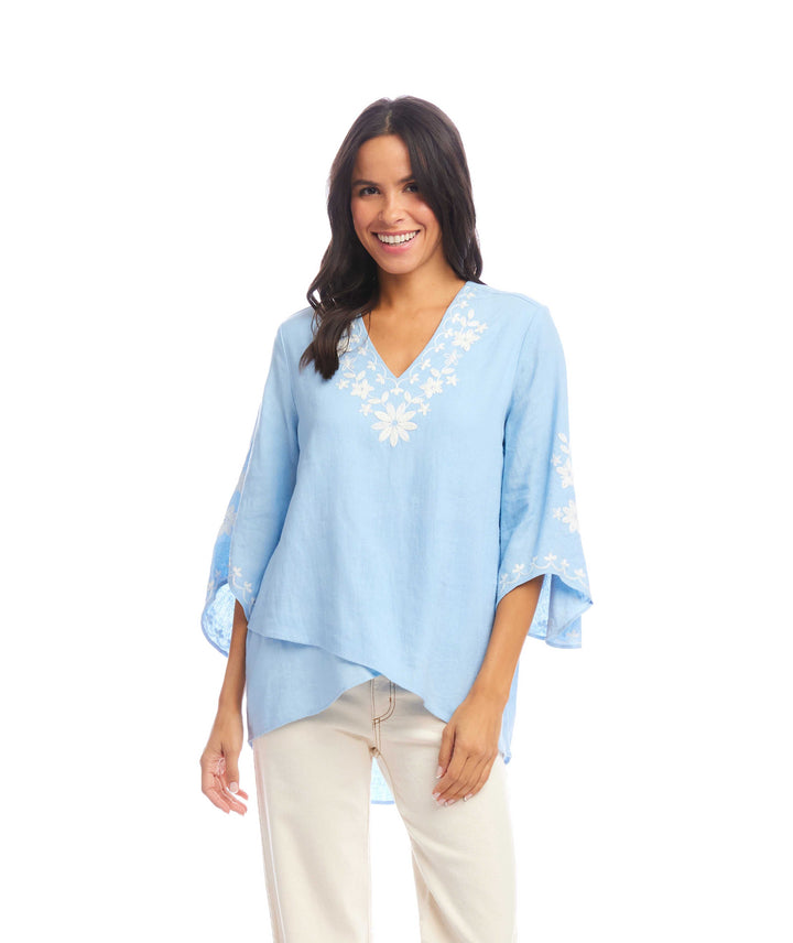 Bracelet Sleeve Embroidered Asymmetric Top