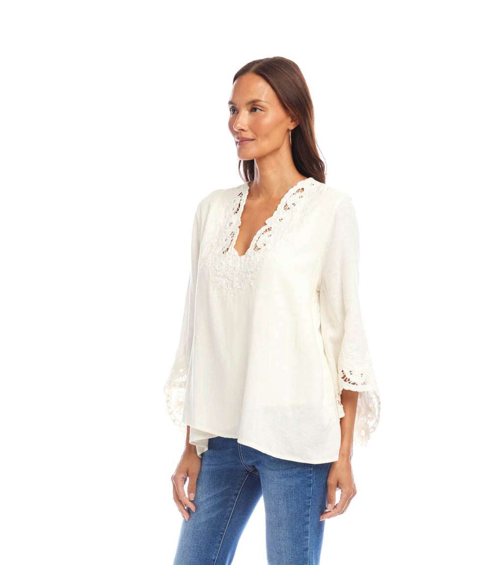 Bracelet Sleeve Embroidered Asymmetric Top