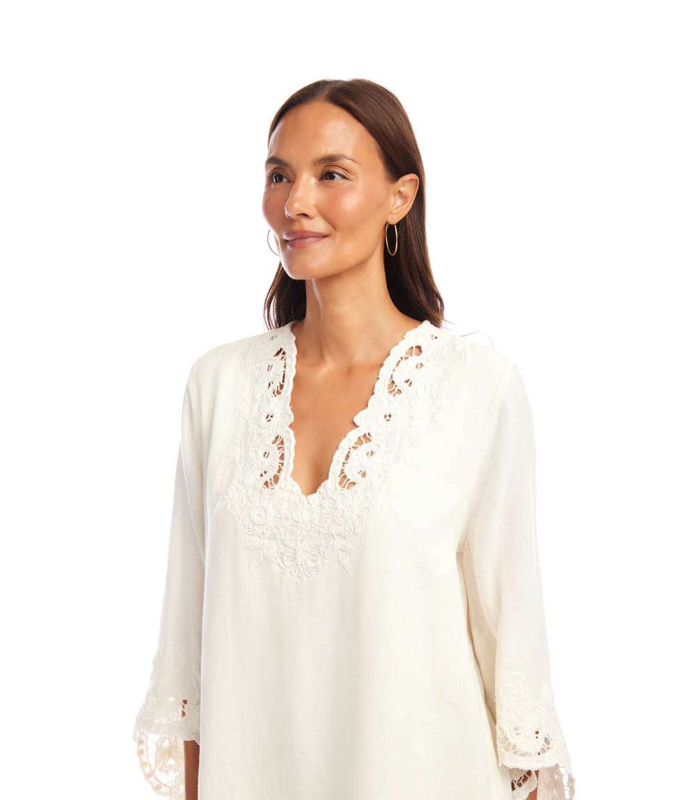 Bracelet Sleeve Embroidered Asymmetric Top